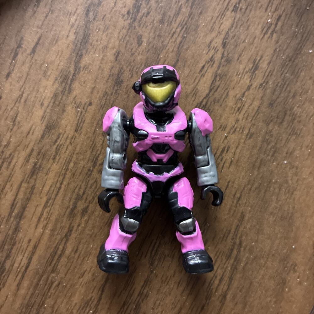 HALO MEGA BLOKS PINK UNSC SPARTAN‎ AIR ASSAULT MINI FIGURE SERIES 5